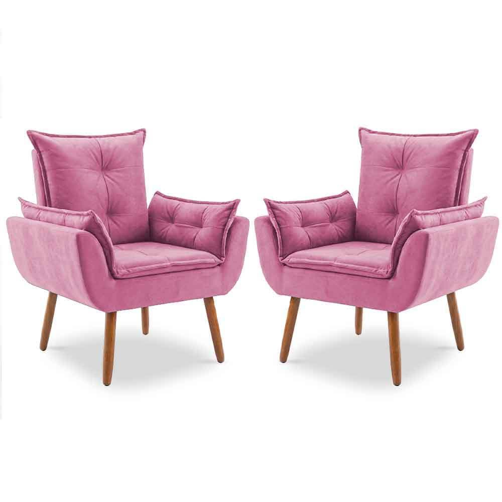 Kit 2 Poltrona Decorativa Opala - Poltrona Para Recepção - Poltrona Para Sala De Estar Luxo