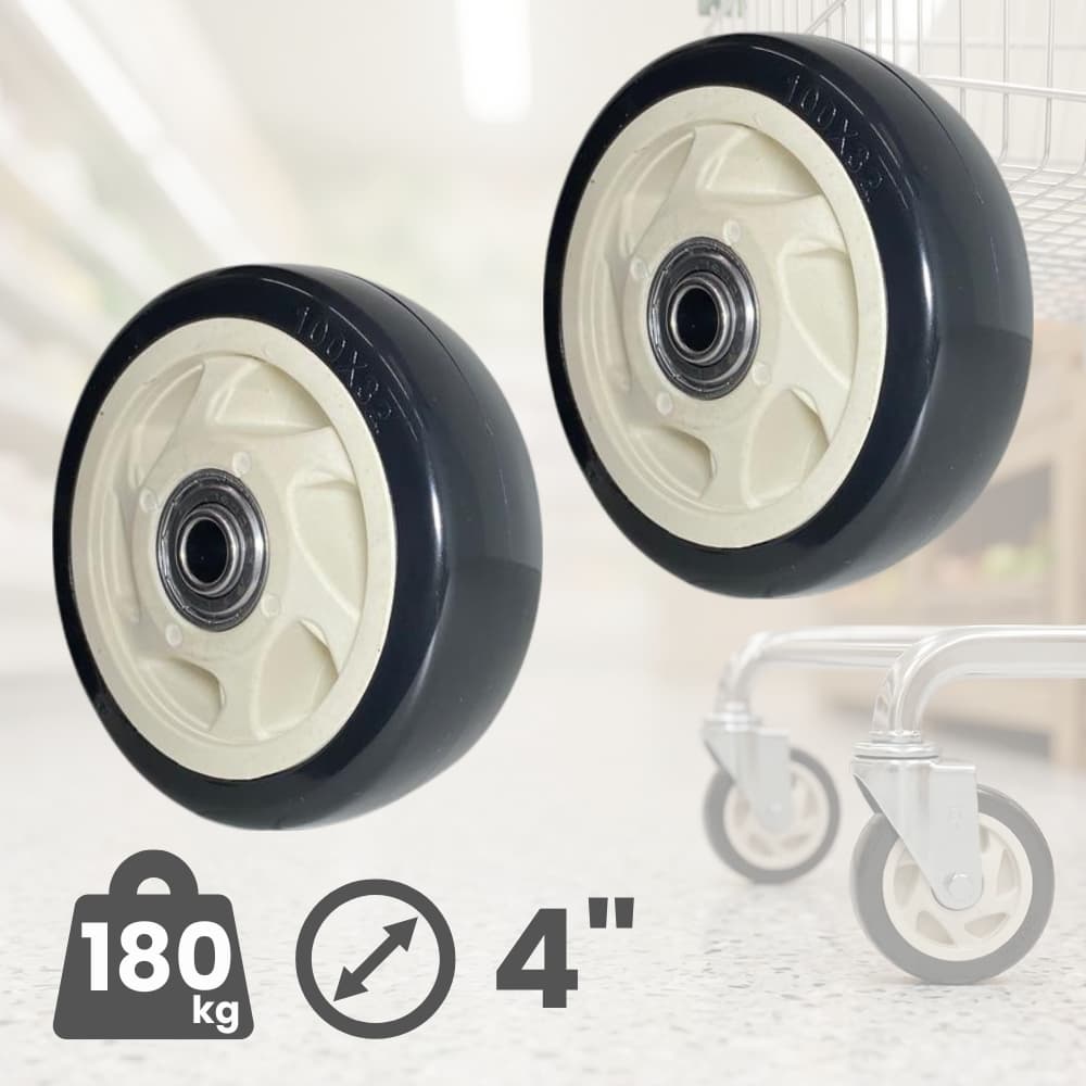 Rodinha Carrinho De Supermercado Condomínio 412 Roda Rolamento Esfera 4" polegadas Reforçada Roda PVC 100mm