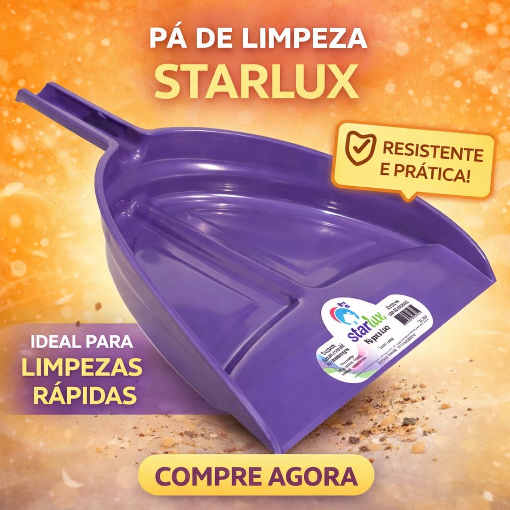 Pá para Lixo Starlux Plástica com Cabo Encaixável em Vassoura e Rodo Prática e Resistente