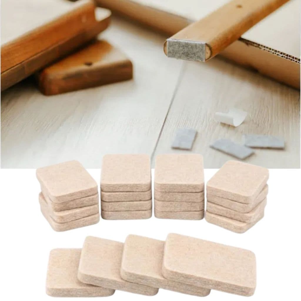 Kit 250 Protetor Feltro Quadrado 2,2cm Pé de Cadeira Moveis Garagem Com Adesivo Multiuso Protetores Pe de Cadeira Mesa