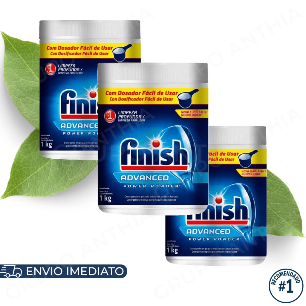 Finish Detergente em Pó para Lava Louças 450g/1kg Original Limpeza Profunda e Alta Performance
