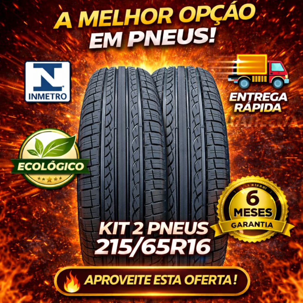 Kit 2 Pneus 215/65 R16 Remold Linha Premium com Custo Benefício Selo do Inmetro e Garantia
