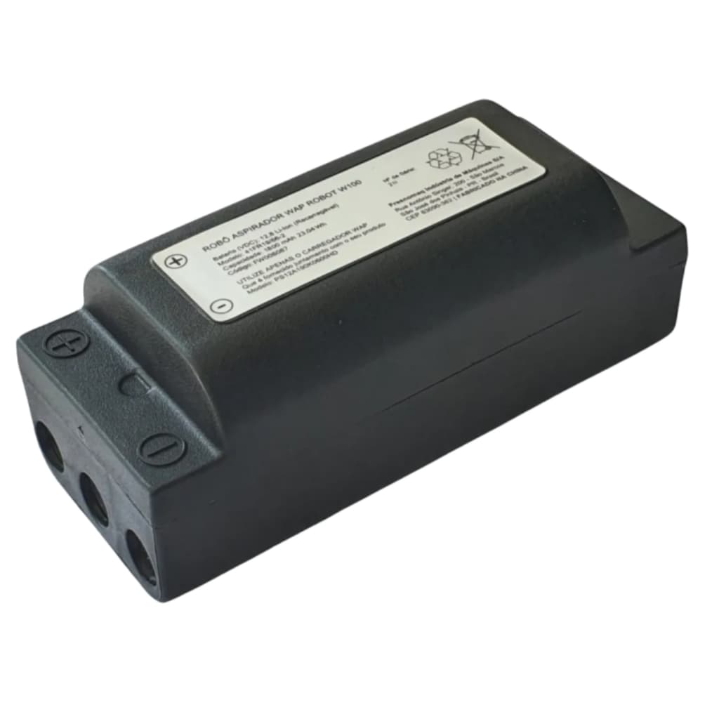 Bateria preta para robô aspirador Multilaser HO041 com etiqueta técnica