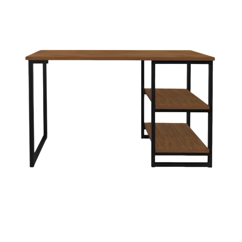 Mesa Escrivaninha 120cm Industrial com Prateleiras, Estrutura em Aço Reforçado, Home Office Moderna - Direto de Fábric
