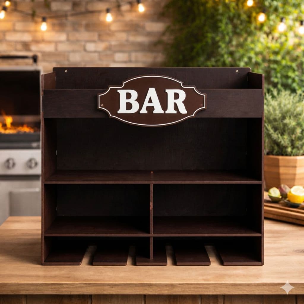 Bar Adega Barzinho De Parede Rústico Madeira Com Porta Garrafas De Vinhos Whisky Gin Bebidas E Porta Taça Bar Decorativo