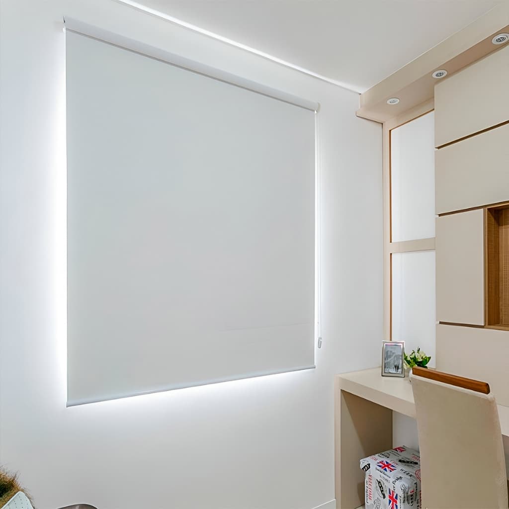 Persiana Blackout Rolô 1,20m x 1,20m branca totalmente blackout