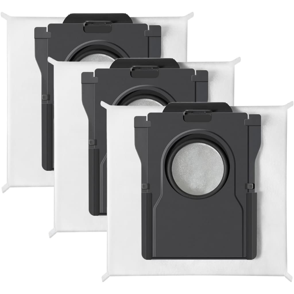 Três sacos de pó pretos para robô aspirador Dreame, fundo branco