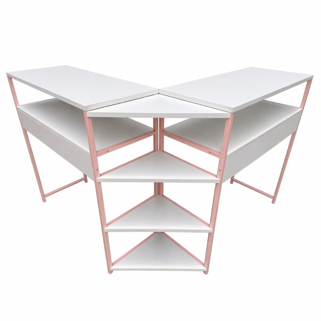 Mesa Escrivaninha com Nichos Em L com Estrutura Metálica Industrial Escritório