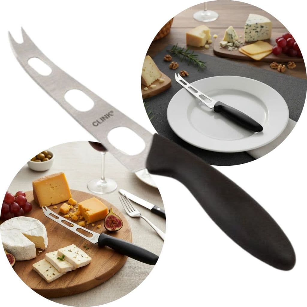 Faca De Queijo Fatiar Cortar Frios Em Aço Inox 6 Polegadas 23cm Cabo Preto Polipropileno Durável Faca Para Queijos