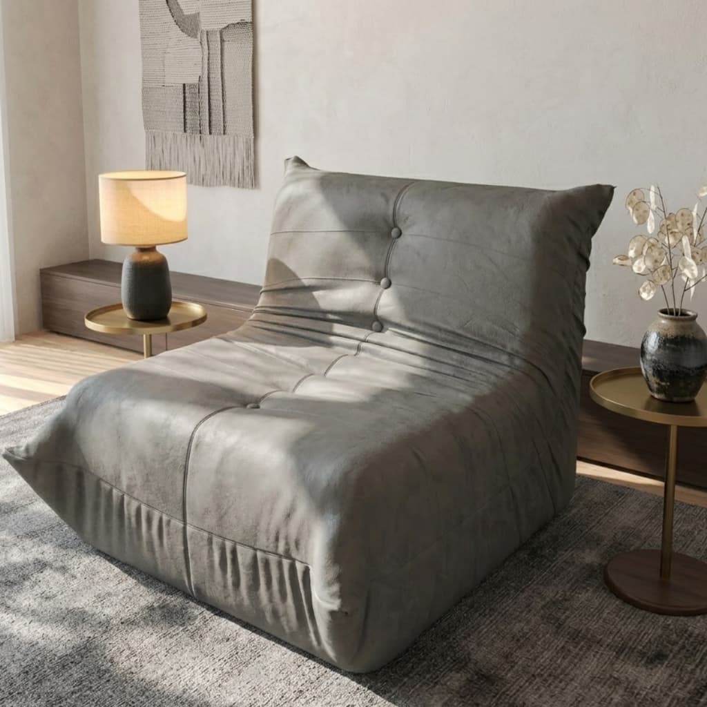 Poltrona Puff Togo Sofá D28 Cinza para Sala de Estar com Design Ergonômico