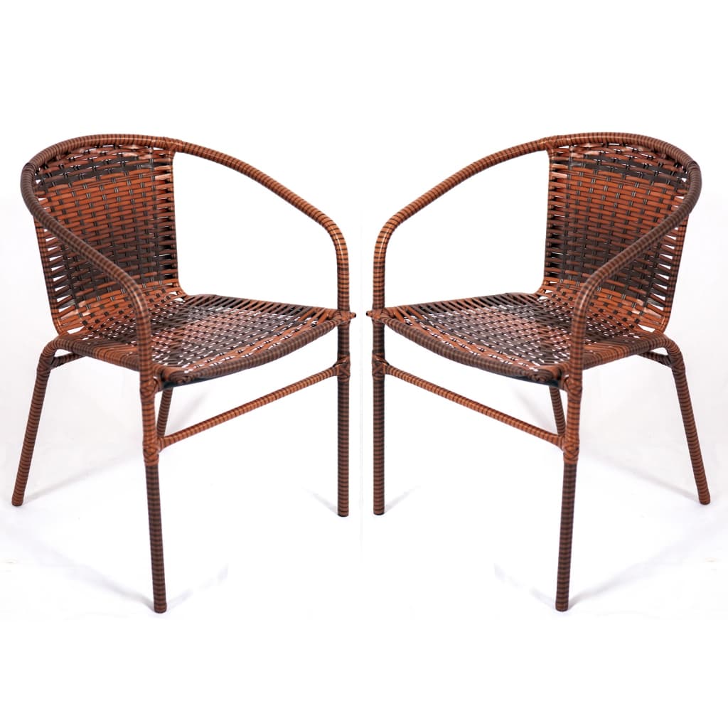 Conjunto 2 Cadeiras Estrutura em Ferro Tubular com Trança Vime Fibra Sintética UV Jardim Varanda Área Lazer Sacada