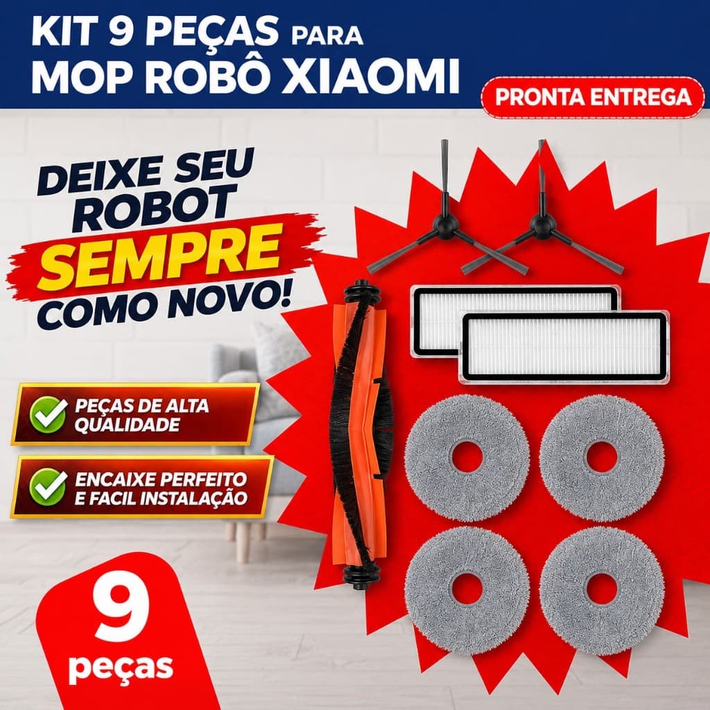 Kit 9 peças reposição robô aspirador Xiaomi alta qualidade