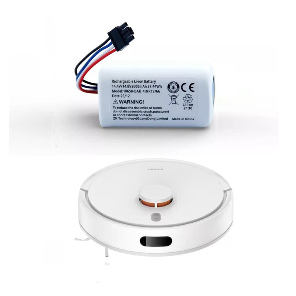 Bateria recarregável de íon de lítio para robô aspirador Xiaomi S20, 14.4V, 2600mAh, fundo branco