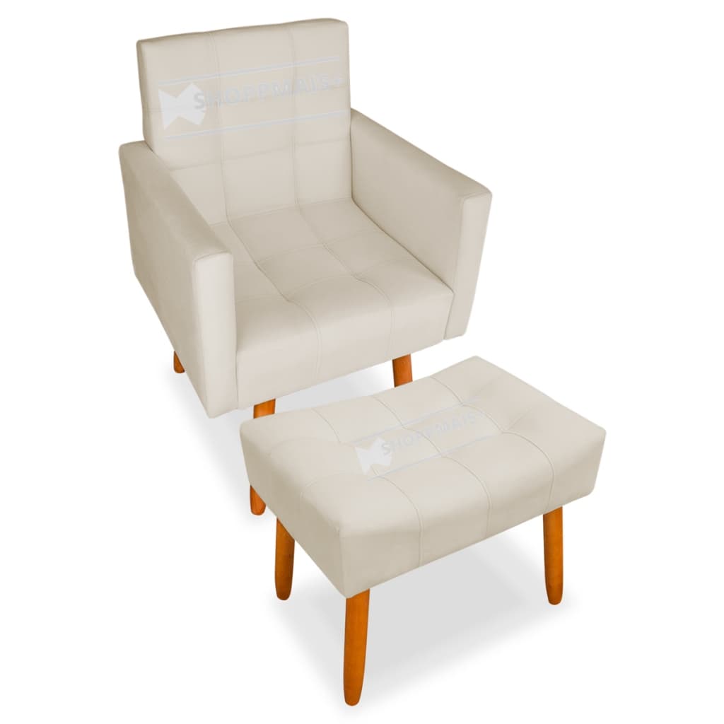 Kit Poltrona + Puff Modelo Luxo Requinte Poltrona Para Amamentação Descanso Decoração - Poltrona