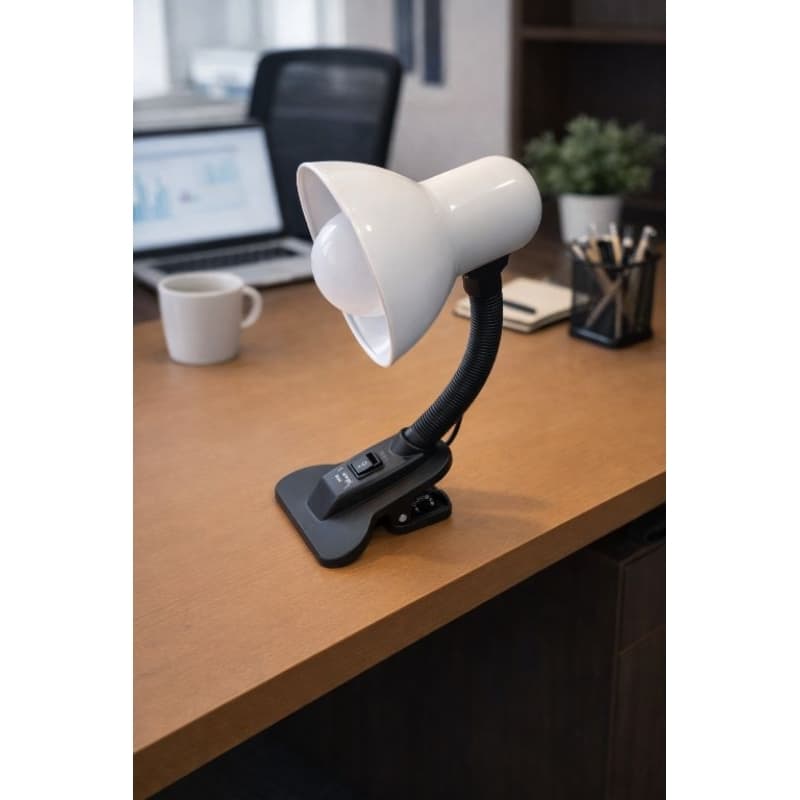Luminária de Mesa com Presilha Flexível Clip Escritório Estudo Leitura Abajur Ajustável