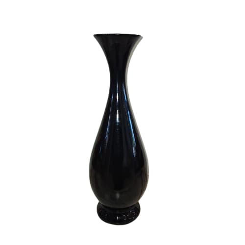 Vaso decorativo preto alto brilho premium, modelo Elegance de gargalo fino