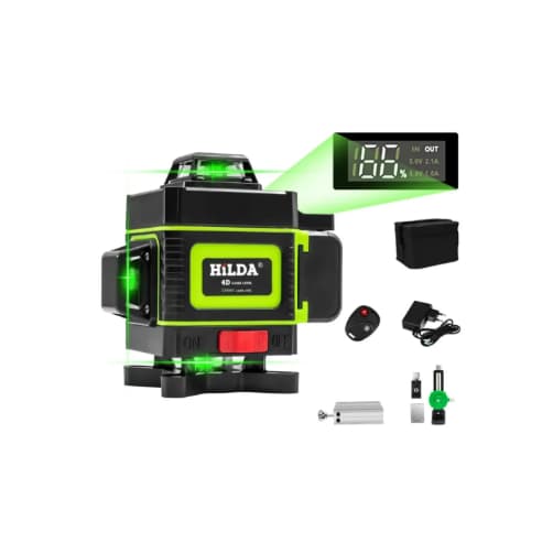 Nível a Laser 12 Linhas 3D Profissional HILDA com Display Digital e Acessórios