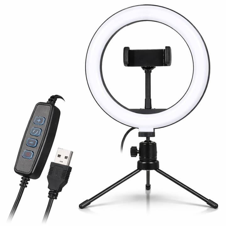 Ring Light de Mesa Blogueira Portátil Luminária De Led 6 Polegadas + Tripé De 16 Cm Right