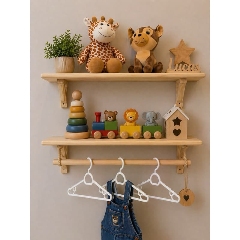 Kit 2 Peças De Prateleira Infantil com 3 Cabides