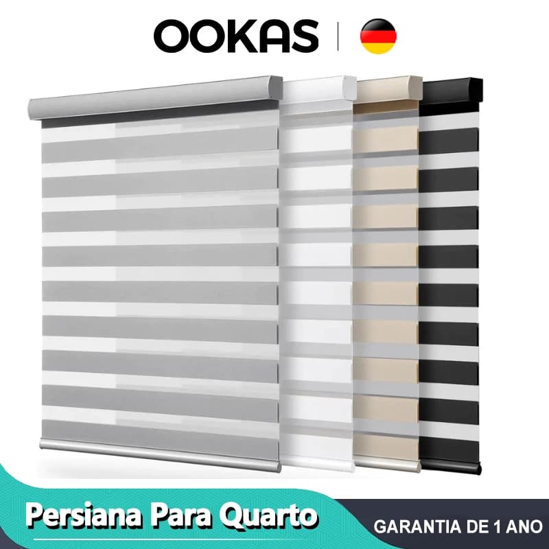 Persianas OOKAS para quarto, com garantia de 1 ano, em cinza, translúcida e preto e bege