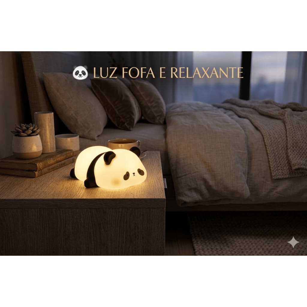 🐼 Luminária Fofo Mesa Pet LED Abajur Luz Noturna Infantil Quarto Bebê Luminária Panda Kawaii