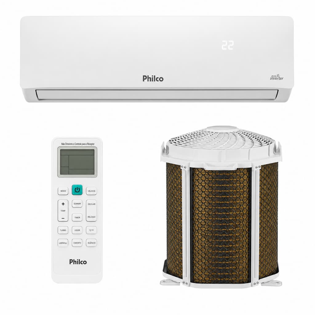 Ar Condicionado Philco PAC9QC 9000 BTUs Inverter Quente e Frio 220V Classe A Gás R32 Econômico Silencioso