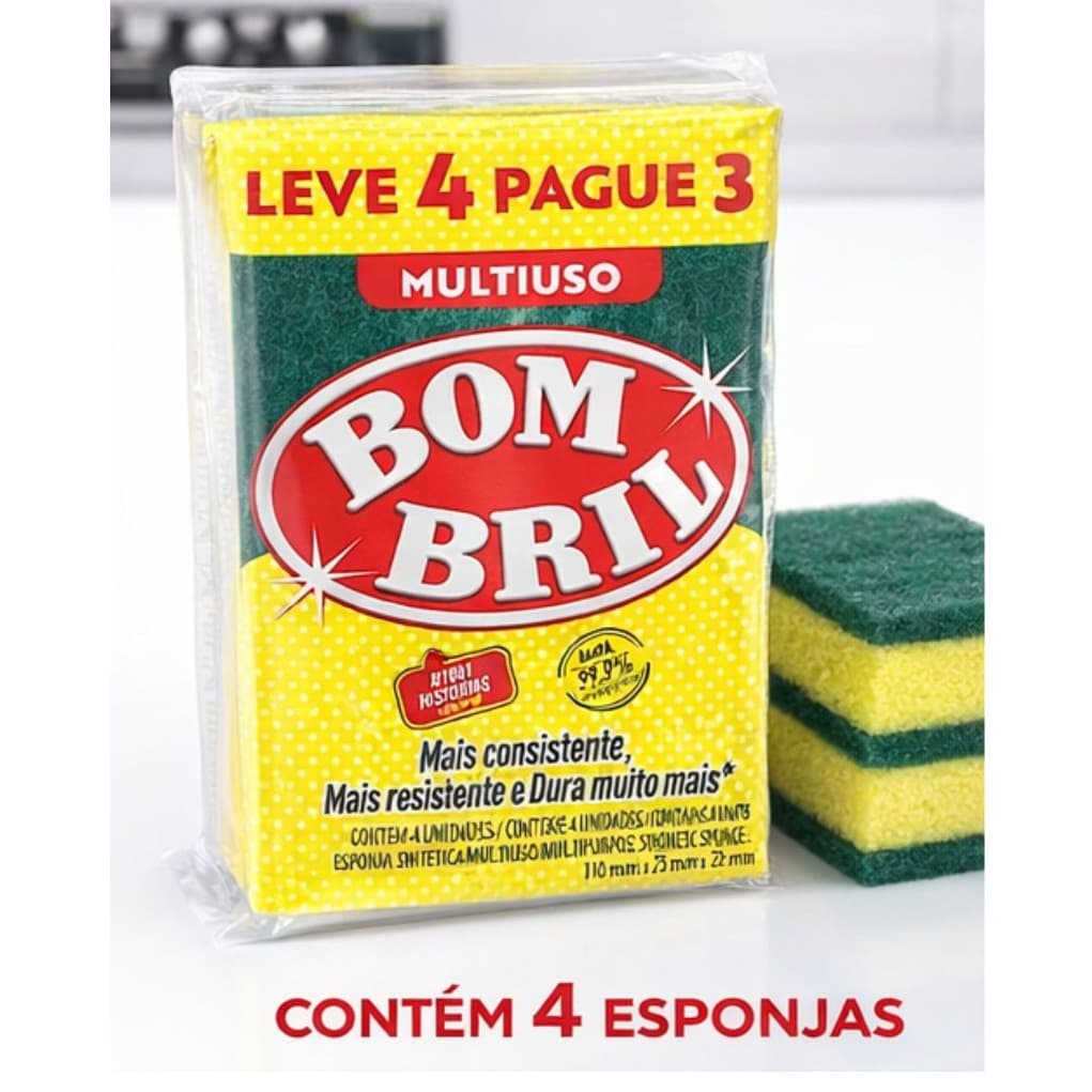 Kit 4 esponjas multiuso Bombril Leve 4 Pague 3