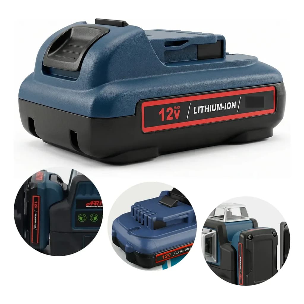 Bateria recarregável de nível a laser Arita de 12 linhas, 12v, Lithium-Ion, azul e preta