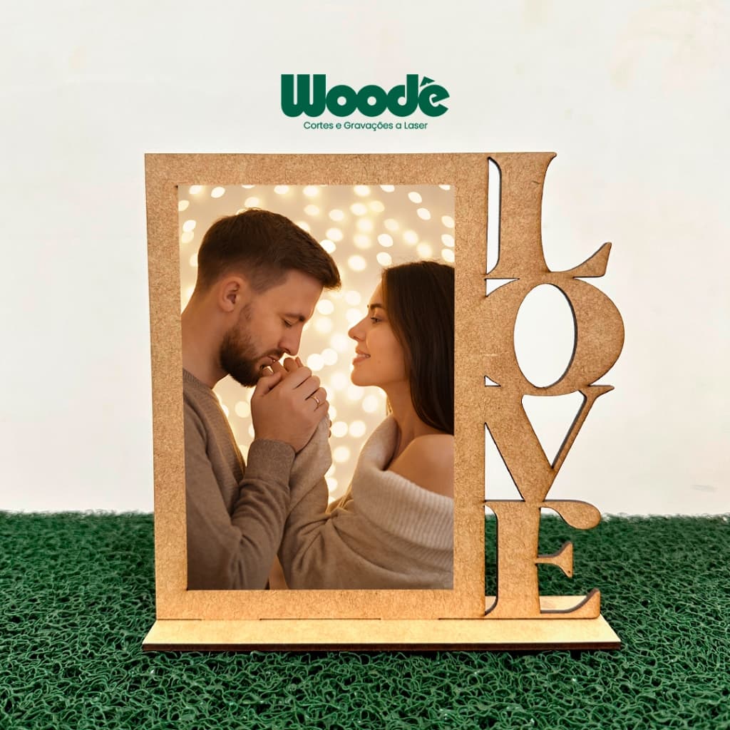 Kit 5/10/15 Porta Retrato Love Amor Presente Casal Dia Dos Namorados Minimalista em MDF Cru