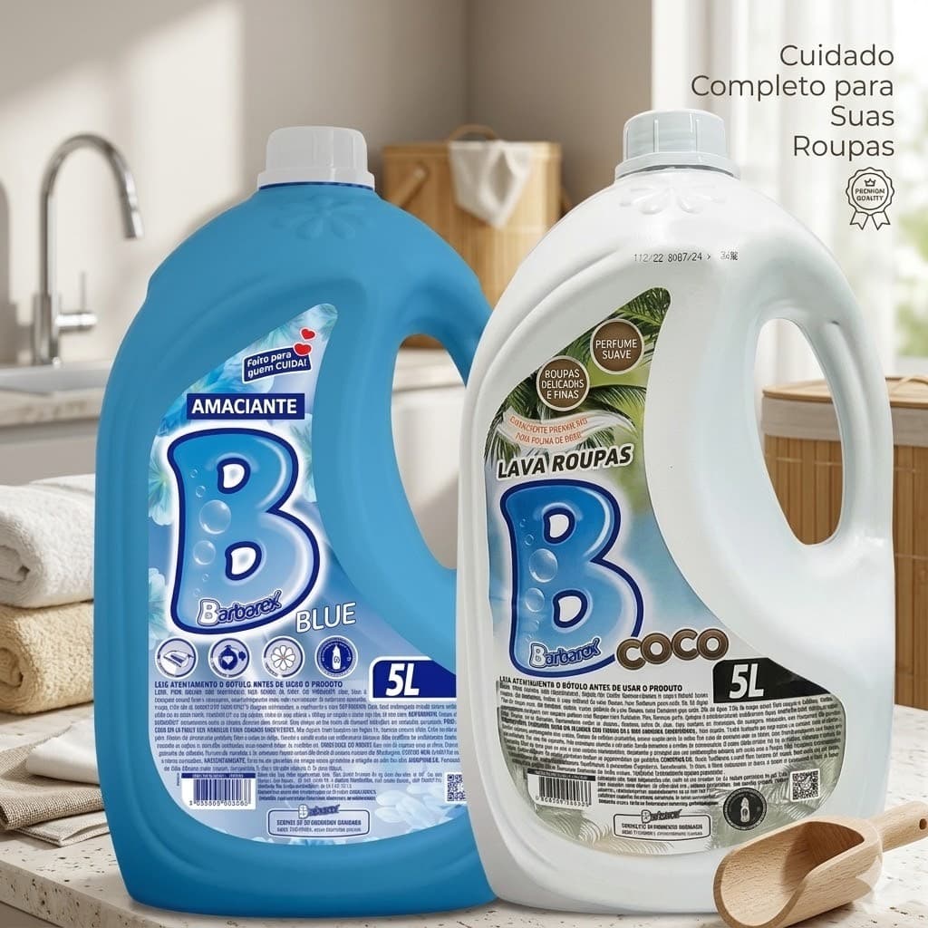 01 Amaciante de Roupas Blue 5L + 01 Lava Roupas Coco 5L Barbarex
