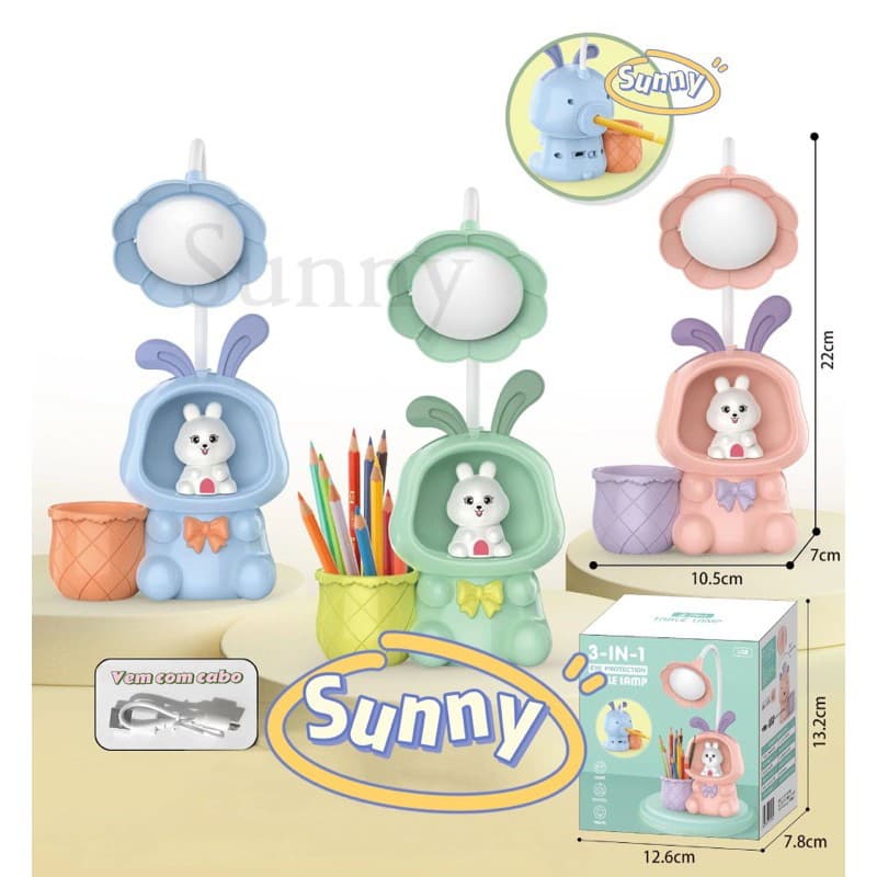 luminária para quarto infantil Para Mesa e Quarto Infantil Colorido Com Apontador e Porta Lápis e Pincel, USB
