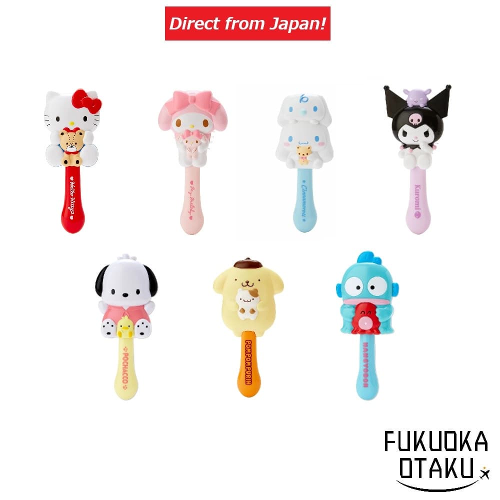 Escova de Cabelo com Forma de Personagem Sanrio　Hello Kitty/My Melody/Cinnamoroll/Kuromi/Pochacco/Pompompurin/Hangyodon【Direto do Japão】