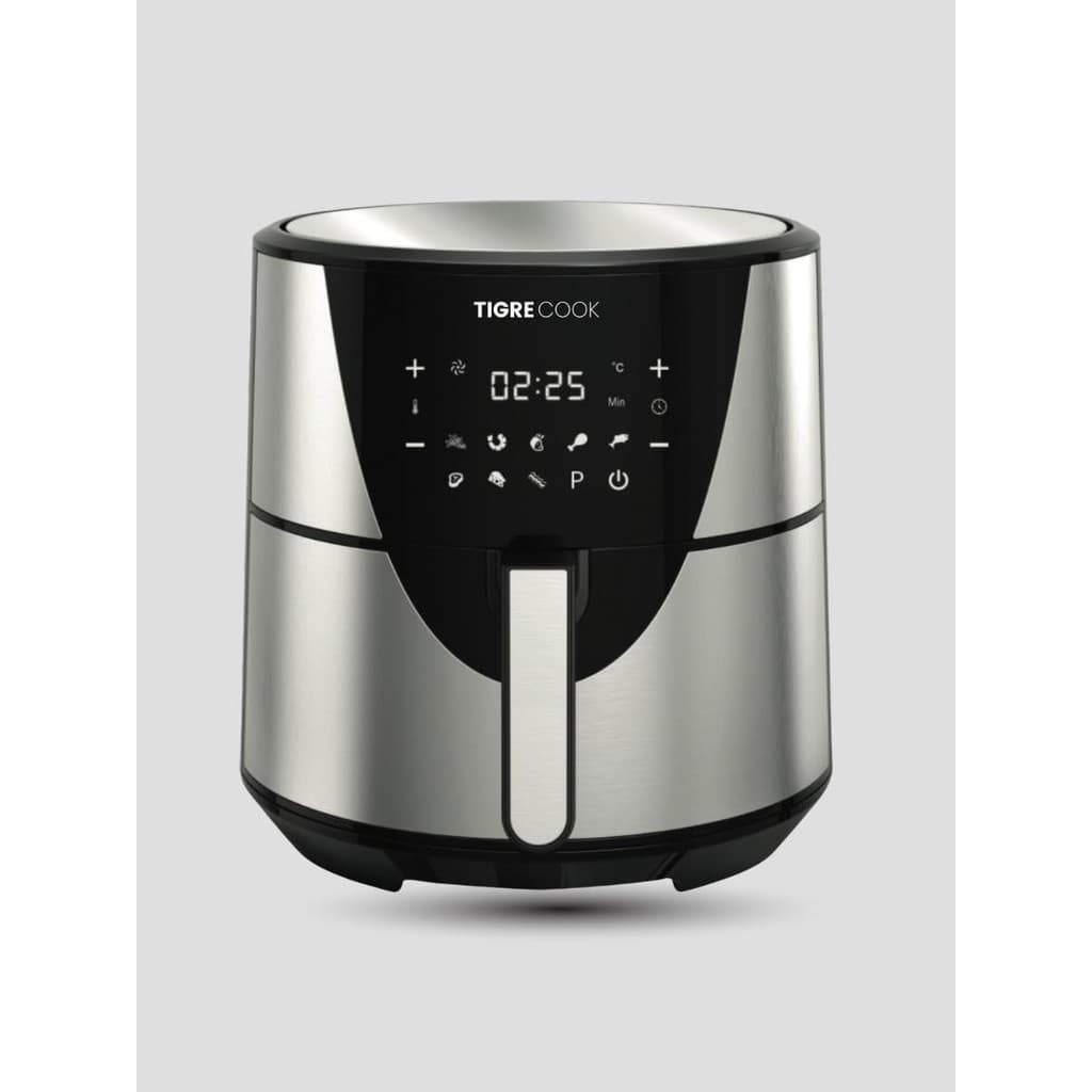 Fritadeira Elétrica Airfryer Tigrecook Digital 8L 1700W em aço inoxidável e preto