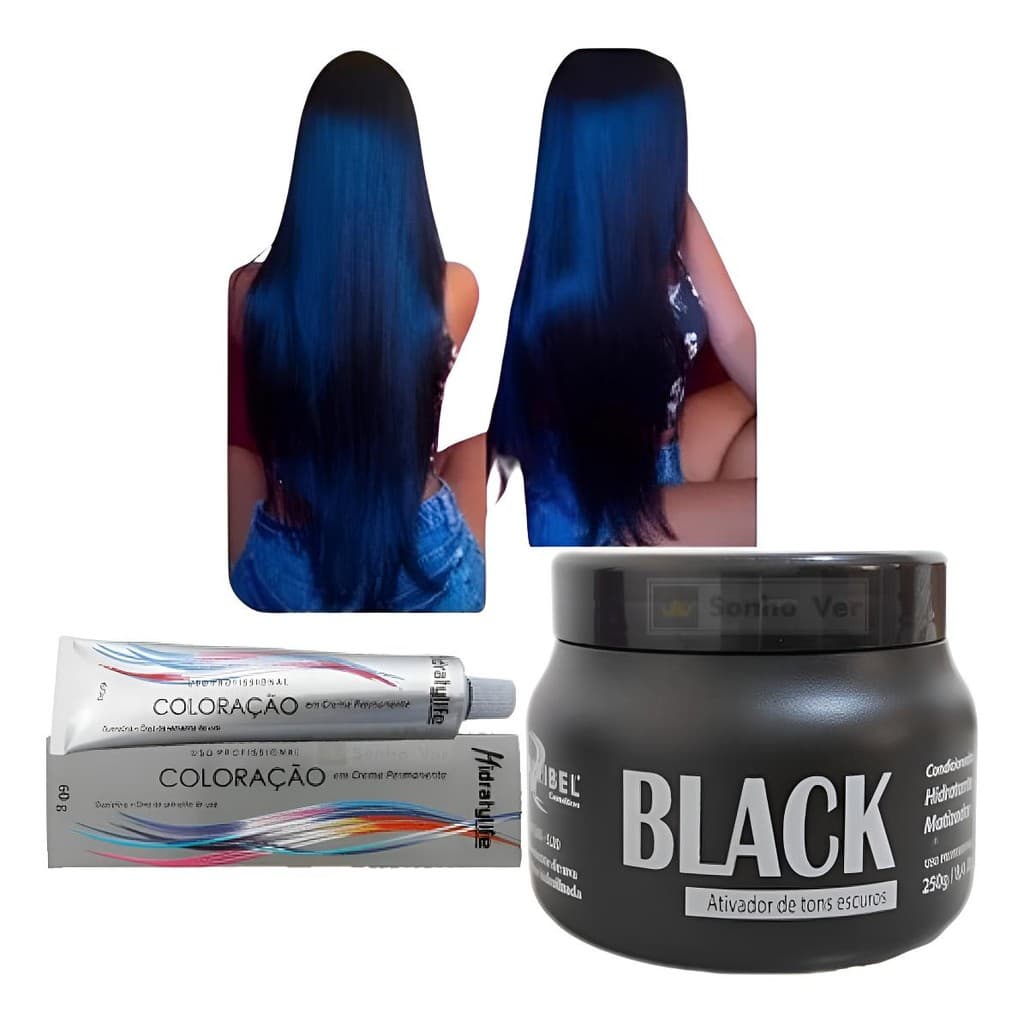 Tinta Coloração Mairibel Preto Azulado Nº1.0 + Máscara Tonalizante Preto