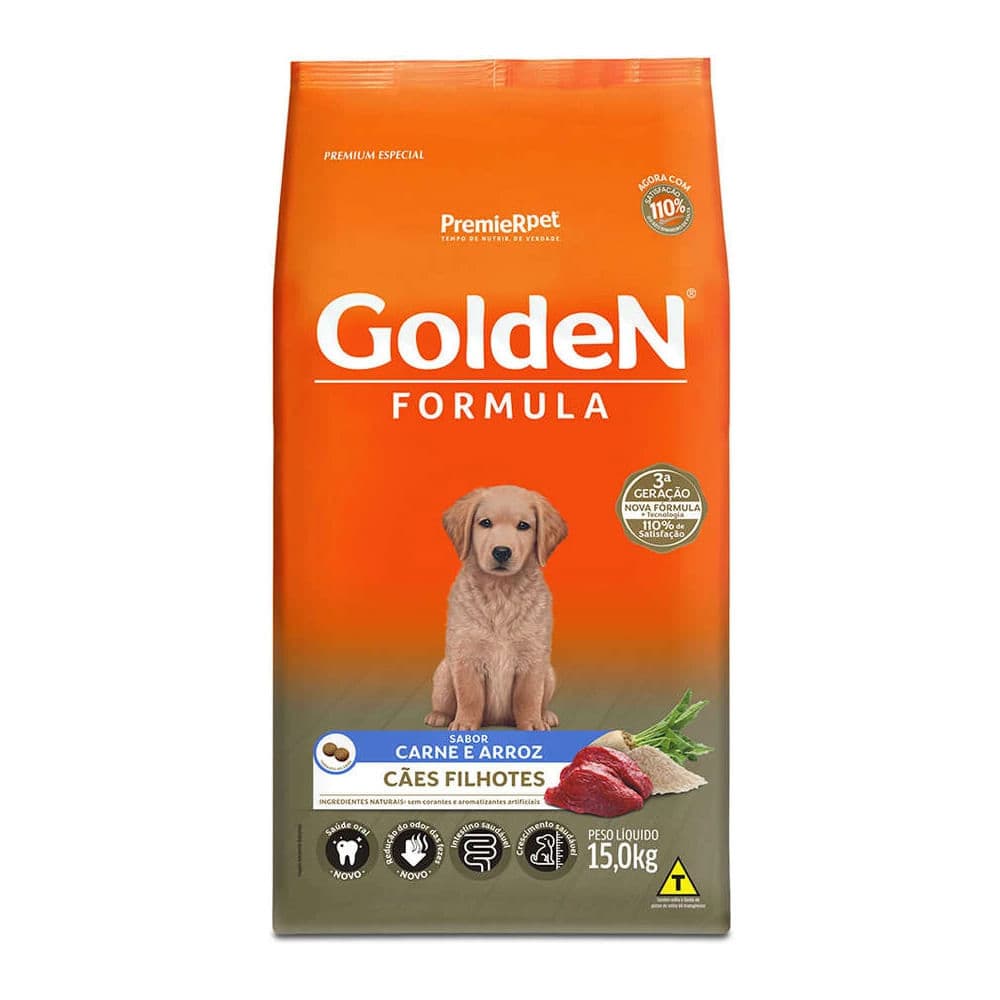 Ração Golden Ração Formula para Cães Filhotes Sabor Carne E Arroz 15kg PremieR Pet
