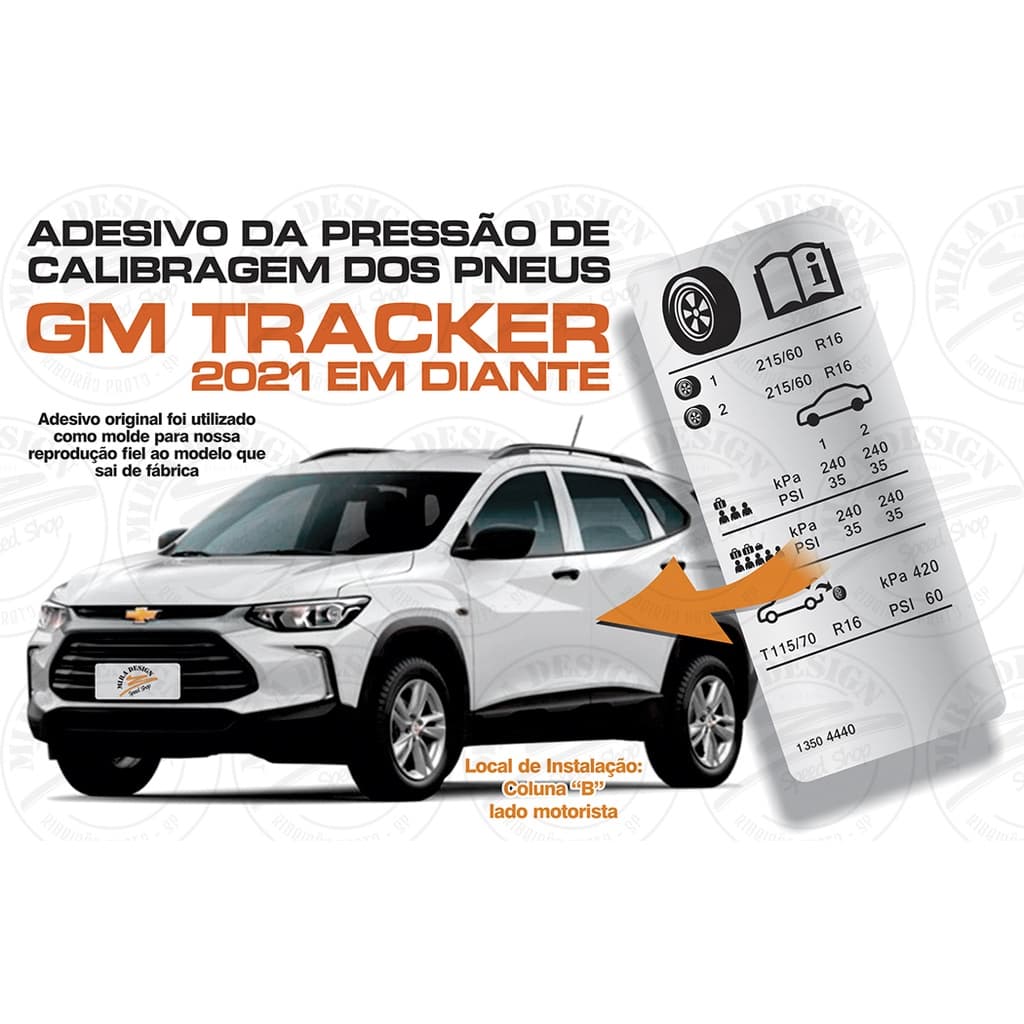 Adesivo Pressão Pneus GM TRACKER 215/60 R16