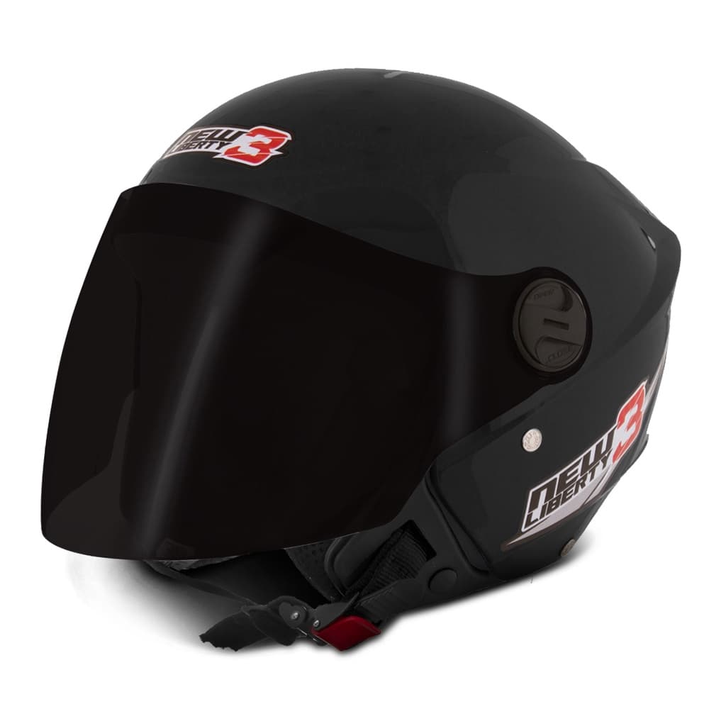 Capacete Moto New Liberty Tree Pro Tork Com Viseira Fumê Aberto Preto Fosco Tamanhos 56 58 60
