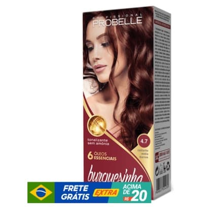 Tonalizante sem Amônia Burguesinha Castanho Médio Marrom 4.7 probelle