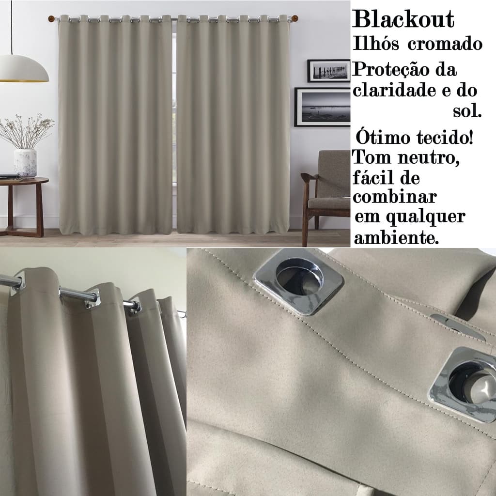 Cortina blackout cinza para quarto ou sala, ideal para bloquear claridade e luz solar.