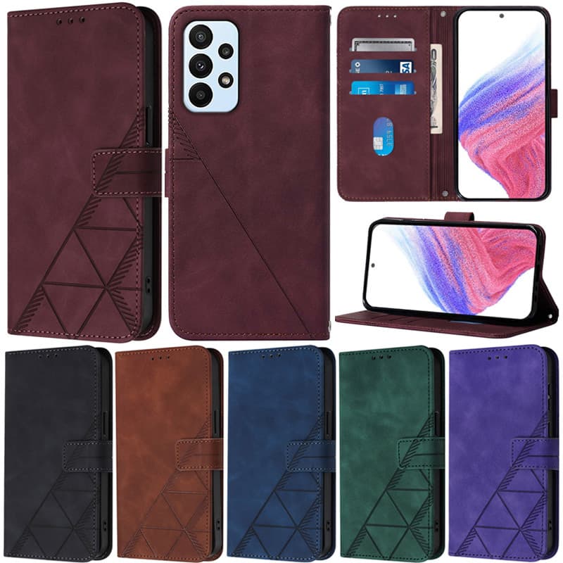 Capas de telefone Samsung Galaxy A52 A72 A52S A12 A22 5G A11 A21 A31 A41 A51 A71 A32 4G A22 4G A51 5G A71 5G com design geométrico em couro sintético