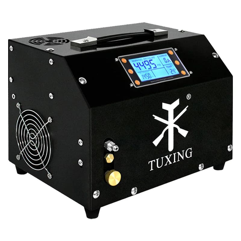 Compressor de ar TUXING TXET063 300Bar com display LCD, preto, fundo branco