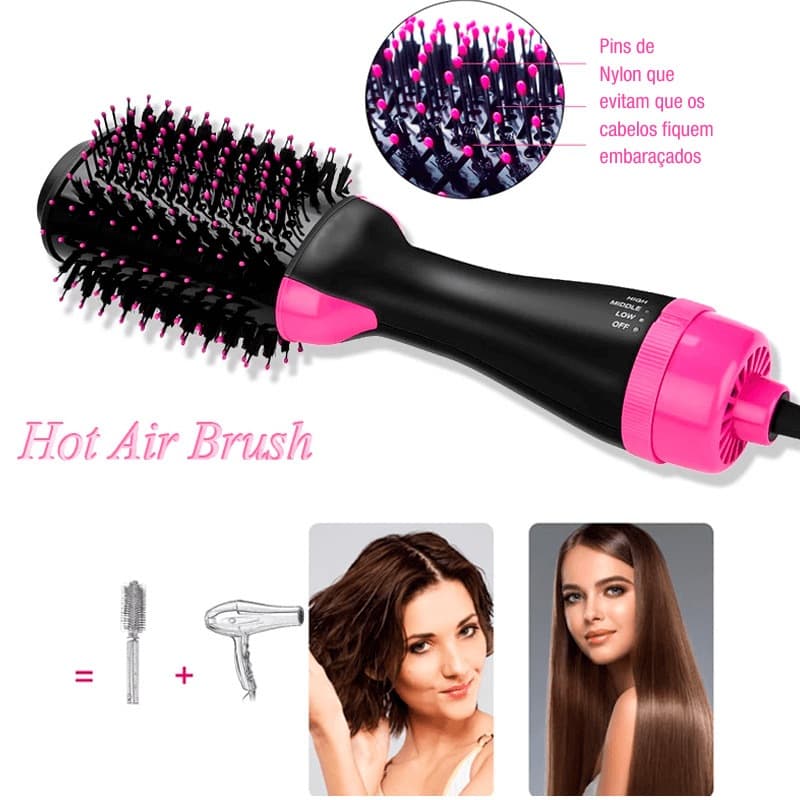 Escova Rotativa Secadora Alisador Elétrica Quente Cabelo Com 3 Em1 Hair Styler 110V/220V