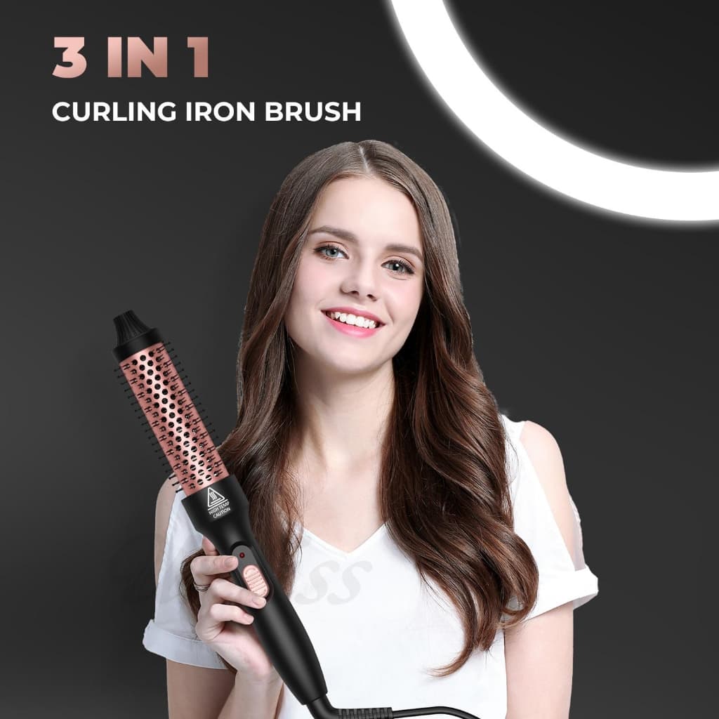 UKLISS  Thermal Brush De Cabelo Elétrica Modelador Cachos escova secadora e alisadora rotativa lizz