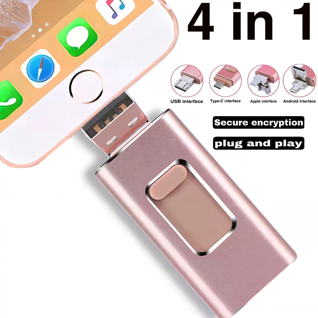 Pendrive 1 TB 4 em 1 para iPhone com múltiplas interfaces e segurança