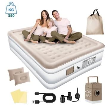 Colchão inflável queen size para casal com bomba e bateria de lítio, kit completo