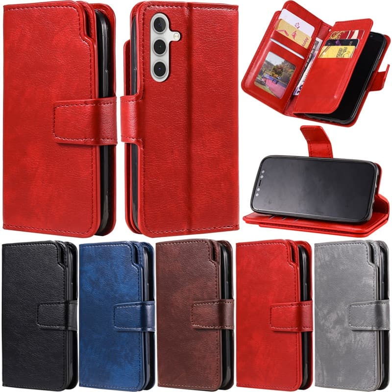 Capas de couro sintético para smartphones Samsung em várias cores