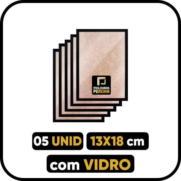 Kit 5 Porta Retrato 13x18 cm com Vidro - Quadro 18x13 cm