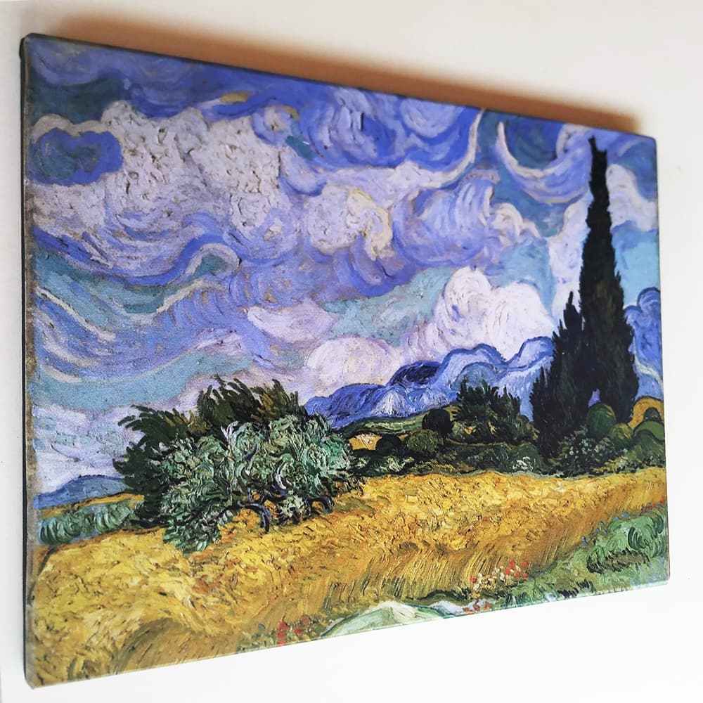 Quadro decorativo tela Van Gogh campo de trigo com ciprestes em canvas pronto para pendurar