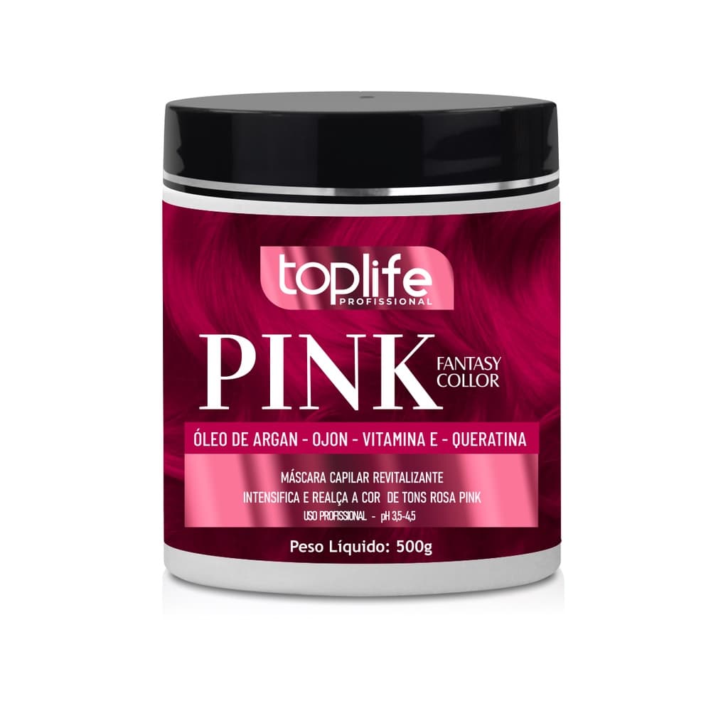 Máscara Matizadora Tonalizante Rosa Pink 500gr Toplife Profissional