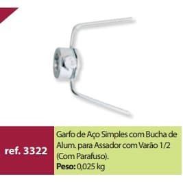 Garfo Simples com Bucha de Aço para espeto do Assador/ Frangueira